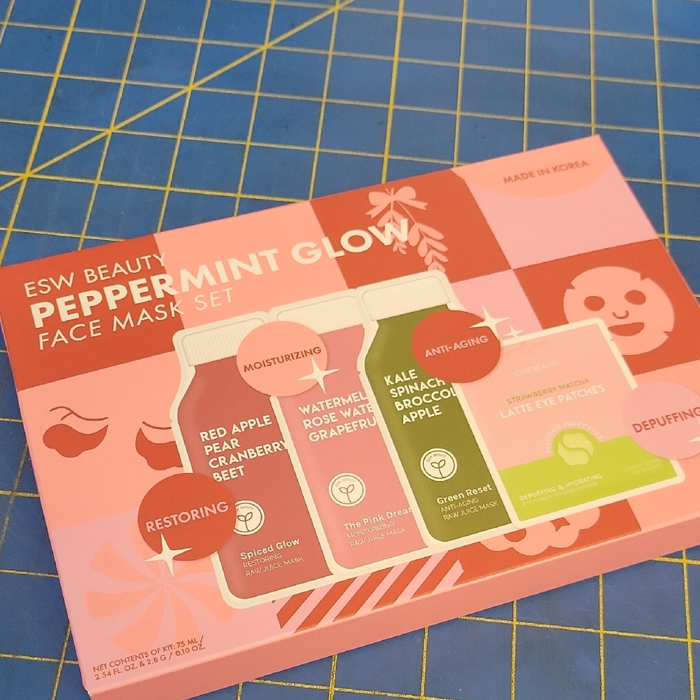 ESW Beauty Peppermint Glow Face Mask Set New In Box